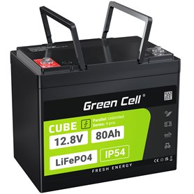 Green Cell CUBE LiFePO4 80Ah 12.8V 1024Wh Lithium Iron Phosphate Battery for Camper, Cleaning Equipment, Camping