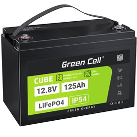 Green Cell CUBE LiFePO4 125Ah 12.8V 1600Wh Lithium Iron Phosphate Battery for Camper, Solar, Off-Grid System, Boat